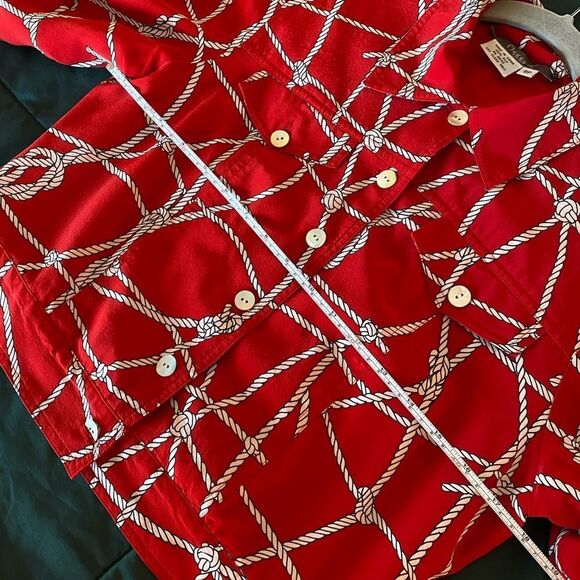 Vintage Red Patterned Women's Long Sleeve Button Up Blouse Size 8P - Picture 5 of 6
